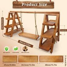 MOUGIGI Rustic 3-Tier Wooden Cupcake Stand With Swing Design - Tiered Serving Tray For Cake, Dessert, Snack Display | Donut Stand For Party, Halloween Decorations, Christmas Gift - Removable Trays & Sturdy Wooden Shelves For Birthday, Catering, Centerpieces