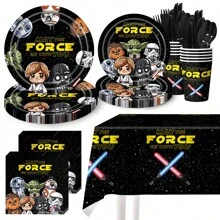Star Wars 61pcs Star Wars White Warrior Disposable Paper Plates, Party Supplies, Disposable Party Plates, Birthday Parties, Party Decoration Gifts, Star Wars Party Supplies, Including Plates, Napkins, Party Decoration Tablecloths, Birthday Party Decorations