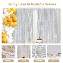 eluckya 1/2Pcs Gold Sequined Glitter Backdrop, Reusable, Suitable For Photography, Room Decoration, Home Décor, Wedding Decoration, Wedding Supplies, Birthday Decoration, Valentine's Day Decoration, Baby Shower, Easter, Graduation, Bridal Shower, And Galentine. - bạc - Xem 8