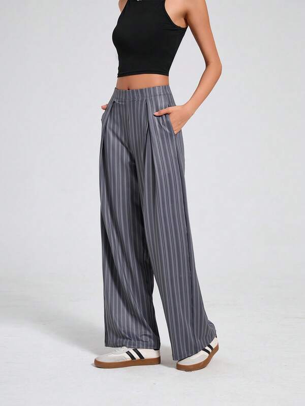 Damen Herbst/Winter Lässig Soft Jogginghose, weite Schlupfhose für Laufen, Fitness, Yoga, modisches Streifendesign, Outdoor Alltagskleidung, schlankend mit Taschen Leggings