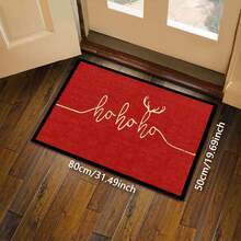 Christmas Welcome Doormat - Black Polyester Velvet Carpet With Anti-Slip Backing, Suitable For Room, Porch And Indoor Decor - Designed For Christmas Celebration