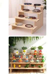 1 pièce Étagère de présentation de bureau en bois multicouche, convient pour les collections, les boîtes aveugles, les succulentes et le stockage