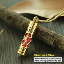 Golden Aromatherapy Necklace Diffuser Pendant Stainless Steel Locket Aroma Perfume Oils Essential Oil Diffuser Pendant Necklace Stainless Steel Jewelry Locket Necklaces Couple Men Punk Pendants Necklaces - Gold - View 18