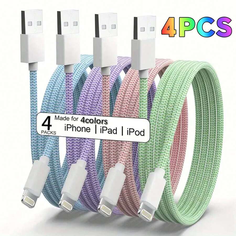 Paquete de 1/4 unidades de 1m/3,28ft/39,37in Cable de carga [MFi certificado] de color múltiple, cable USB de carga rápida, cable de datos trenzado de nailon compatible con iPhone 14/13/12/11 Pro Max/XS MAX/XR/XS/X/8/7 Plus - color Macarrón compatible con iPhone 14 Pro Max, 14 Pro, 14 Plus, 13 Pro Max, 13 Pro, 13, 12 Pro, 12, 11, XS, XR, 8 Plus, 8, 7, 6, 5, SE, compatible con iPad Lightning