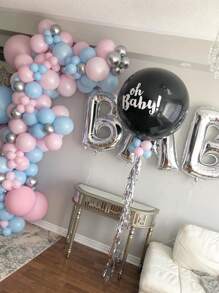 122pcs Gender Reveal Themed Balloon Garland Arch Set, Including Pink, Blue And Silver Latex Balloons, Perfect For Birthday Parties, Baby Showers, And Gender Reveal Themed Party Decorations.