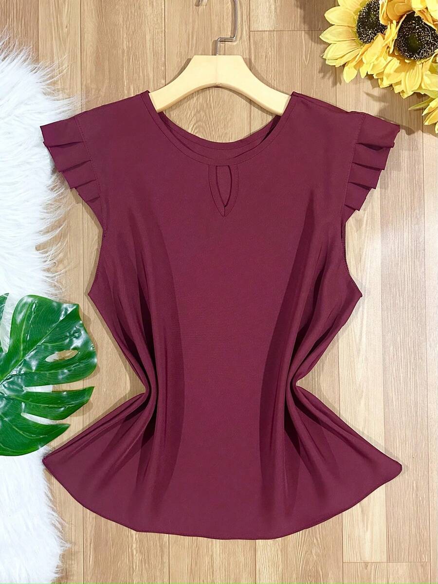 Women's Fashion Crepe Tank Top - Burdeos - Ver 1