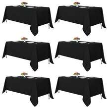 6/10/16 Pack Black 60x102 Inch Tablecloths For 6FT Rectangular Tables, Durable Stain & Wrinkle Resistant Polyester Covers For Events, Banquet, Party - 黑色 - 查看 1