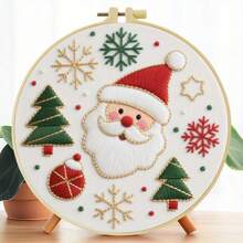 1 件刺绣套件，20x20cm/7.9x7.9 英寸，圣诞主题，手工 DIY 刺绣套件，适合成人和初学者，包括用户手册、印花布、刺绣框架、针线