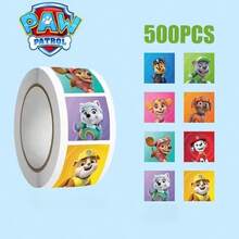 Paw Patrol 500 Peças/Rolo Adesivos Infantis Desenho Animado Patrulha Canina, Suprimentos de Papelaria Fofos para Crianças, Suprimentos Escolares de Professor, Adesivos de Recompensa, Brinquedos Presentes