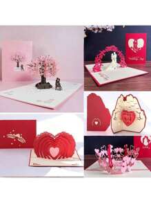 3D Pop-Up Wedding Greeting Card With Envelope, Romantic Lover Paper Carving Handmade Card, Sweet Wedding Party Invitation, Valentine's Day/Anniversary Card, Graduation Season Love Card