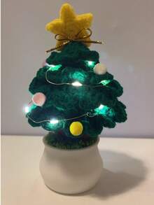 手工制作的圣诞树盆栽钩针编织，配有礼品盒和木质标签，独特的手工礼物，适合家庭和办公桌装饰，适合老师、同事、妈妈、姐妹、朋友圣诞树盆栽：针织圣诞树，适合家人朋友教室家庭办公室装饰圣诞装饰和装饰品 - 漸層色 - 查看 9