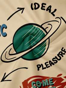 Men's Cartoon Astronaut Print Crew Neck Sweatshirt And Sweatpants Set, Autumn/Winter, Fall Clothes