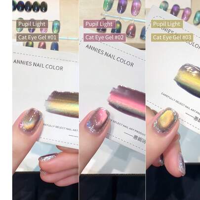 annies Sơn móng tay dạng gel mắt mèo 12ml 2025 Mẫu mới lấp lánh bảy màu hạt thủy tinh hình mèo dạng gel từ tính 1 chiếc/3 chiếc