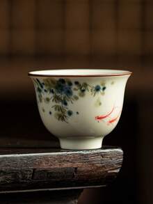 1/2/6个草本灰花陶瓷茶杯，手绘简约陶瓷浓缩咖啡杯，适合客人、聚会、下午茶、红茶、品茶、功夫茶、水杯、陶瓷杯 - 彩色 - 查看 8