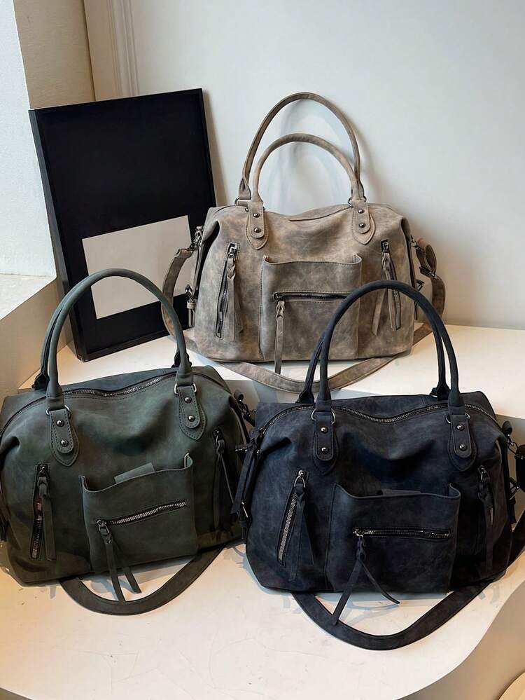 Grote schoudertas voor dames, nieuwe, modieuze, veelzijdige crossbodytas - Zwart - Bekijken 1