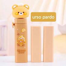 2 Pcs/Pack Retractable Slide Eraser Pen (Pink Rabbit/Astronaut/Brown Bear/Yellow Duck/Girl With Glasses) - Multicolor - View 8