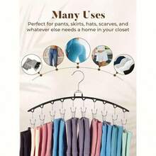 2PCS Black Metal Leggings Hangers With 20 Clips - Space-Saving Closet Organizer For Yoga Pants, Skirts, And More - Durable Carbon Steel Design, No Assembly Required, Perfect For Small Spaces Like Dorms And Bedrooms, Clothes Hangers - 2pack Dark Green - View 5