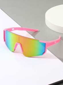 1 件儿童时尚彩色护目镜，男孩女孩骑行运动滑雪登山经典一体式防护眼镜，适合旅行户外活动 - 彩色 - 查看 17