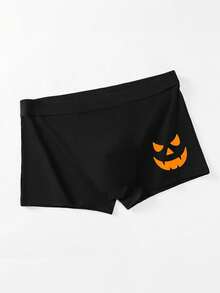 Men's Breathable Boxer Briefs, Halloween Pumpkin Design - Black - View 5