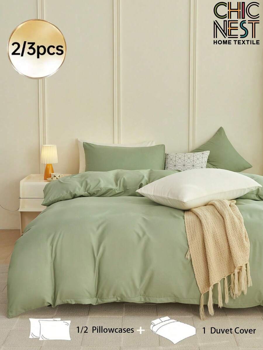 2/3pcs Purple Duvet Cover Set, Bedding Set, Solid Color Skin-Friendly Comforter Cover Set, Simple Style Quilt Cover Set, Comfortable And Soft Breathable, For Single/Twin/Full/King/Queen Bed Sizes - Ideal For Bedroom, Guest Room, Dormitory, 1pc Duvet Cover With 1/2pcs Pillowcase (Witnout Filler)Machine Washable Home Textile