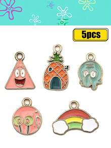 SPONGEBOB Hamburger Pineapple, Rainbow SpongeBob SquarePants, Patrick Star, DIY Alloy Jewelry Accessories, Cartoon Earrings, Cartoon Rainbow Keychain Gifts, Wallets, Schoolbags, Backpacks, Crossbody Bags, Bracelets, Luggage, Halloween And Christmas Gifts, Keychains, Pendants