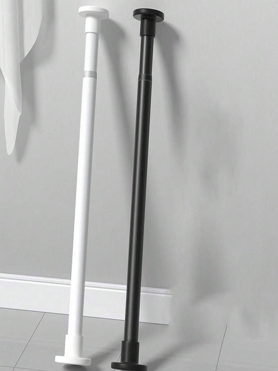 1pc Adjustable Stainless Steel Closet Rod, Expandable Bathroom Towel Bar, Clothing Rack, Curtain Rod, Wardrobe Hanging Rod, Retractable Shower Curtain Rod, Balcony Pole - No Drilling Required, Fits Curtains, Doors And Clothingbedroom - Multicolor - View 1