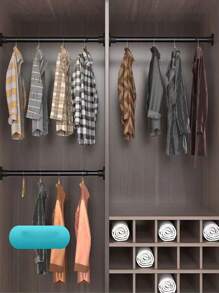 1pc Adjustable Stainless Steel Closet Rod, Expandable Bathroom Towel Bar, Clothing Rack, Curtain Rod, Wardrobe Hanging Rod, Retractable Shower Curtain Rod, Balcony Pole - No Drilling Required, Fits Curtains, Doors And Clothingbedroom - Multicolor - View 2