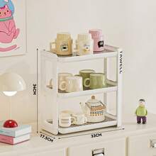 3-poziomowy regał z odpływem, jaskrawo kolorowy, pionowy regał na kubki/zestaw do kawy/słoik na przyprawy/kosmetyki/przybory toaletowe/różne przedmioty na blat kuchenny/stół jadalny/kredens/blat łazienkowy