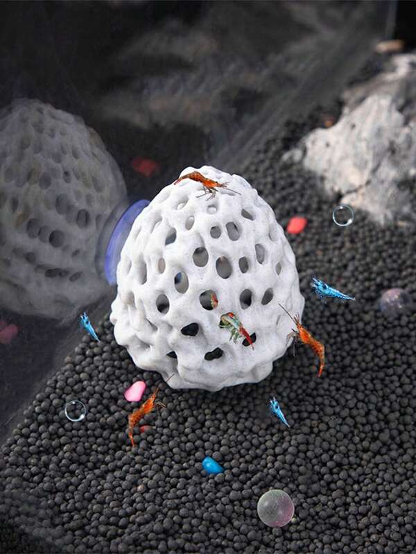White Shrimp Dome Hideaway, Aquarium Fish Tank Tunnel With Suction Cup, Decor Accessories For Shrimp, Betta Fish And Other Small Fish To Hide And Rest