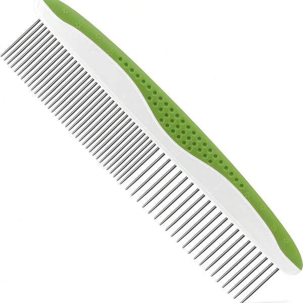 Peigne pour chien et chat - Élimine les enchevêtrements, les nœuds et les poils emmêlés - Outil de toilettage avec des dents en acier inoxydable et un manche antidérapant - Meilleur peigne à poils d'animaux de compagnie pour la maison