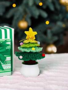 手工制作的圣诞树盆栽钩针编织，配有礼品盒和木质标签，独特的手工礼物，适合家庭和办公桌装饰，适合老师、同事、妈妈、姐妹、朋友圣诞树盆栽：针织圣诞树，适合家人朋友教室家庭办公室装饰圣诞装饰和装饰品 - 漸層色 - 查看 10