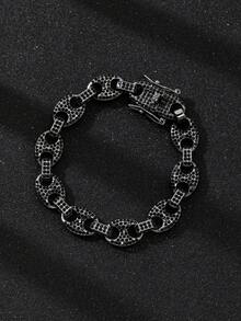 1pc Hip-Hop Coffee Bean Fully Rhinestoned Necklace, Suitable For Men And Women Daily Wear - Multicolor - View 3