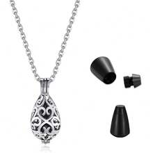 Stainless Steel Cremation Urn Memorial Pendant Necklace With Hollow Urn Teardrop Cremation Jewelry For Ashes - Multicolor - View 10