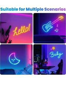 Đèn dây LED USBNeon 24 phím 1 chiếc, Đèn trang trí nội thất Neon RGB, Đèn Neon rực rỡ có thể đồng bộ với, Đèn Neon DIY linh hoạt, Thích hợp cho phòng trong nhà, tường, lễ hội, trang trí tiệc tùng - Nhiều màu - Xem 6