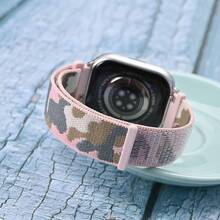 Correa de Reloj de Nylon Ajustable de 18mm, Correa Deportiva de Liberación Rápida (Negra) - Camuflaje rosa - Ver 7