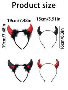 闪亮魔鬼角头带，红色魔鬼角服装，适合女性、男性和女孩，万圣节化装舞会角色扮演头带，不给糖就捣蛋万圣节头饰，黑暗小恶魔角万圣节 ABS 塑料（ABS 树脂） - 彩色 - 查看 10