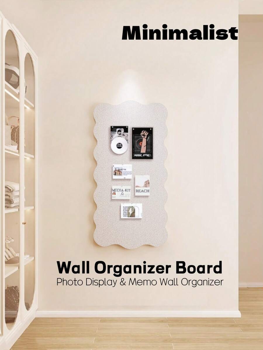 1pc Memphis Style Self-Adhesive Wall Decor Board, Removable Wall-Mounted Photo Display Board, Can Hold Posters, Background Board For Home, Office, Classroom. Suitable For Hanging Posters, Photo Display, Posting Notes And Memos, Storage And Wall Decor In Bedroom, Study, Living Room, Office, Classroom, Entryway - Multicolor - View 1