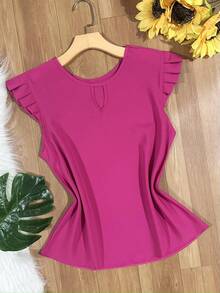 Women's Fashion Crepe Tank Top - Hot Pink - View 3