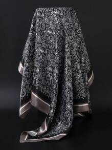 1pc 35.4 Inch Square Scarf, Fashion Printed 90cm Scarf Shawl Neckerchief Luxury Silk Feeling For Women, All Season