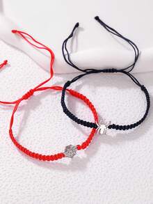 2 件蜘蛛/蜘蛛网手链套装，个性化设计，可调节，适合粉丝，万圣节配饰 - 彩色 - 查看 4