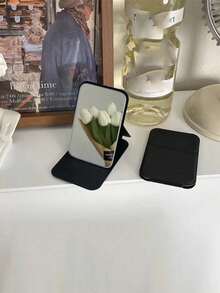 1pc Foldable Makeup Mirror With Desktop Stand, Suitable For Travel, Vanity, Room Decor, Dorm, Beauty Gift (Rectangular) - White - View 8