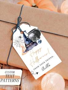 10-50 Happy Halloween Gift Labels, Customizable Text Pattern Labels, Cartoon Pattern Labels, Suitable For Halloween Gift Decoration, Cute Cartoon Halloween Decoration Labels, Glass Bottle Decoration Labels, Dessert Packaging Decoration Labels, Suitable For Gift Decoration Of Friends, Neighbors, Couples, Classmates, Children, Parents, Grandparents, Colleagues, Etc - White - View 2