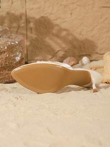 On feet& in love Fall/Winter Women's Fashion Elegant Satin Pleated Metal Round Buckle Open Toe Outdoor Slippers High Heel Sandals, Suitable For Dresses In Summer, Elegant