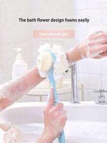 1/2 件装二合一双面沐浴刷（长柄软毛）长柄沐浴刷长柄电动刷多功能刷子用于背部刷洗去角质和淋浴清洁美容包旅行洗漱用品美容用品旅行包 - 彩色 - 查看 6
