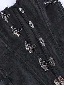 Gothic Corset Steampunk Punk Palace Bustier Vintage Costume Chemise, Black, For Women, Halloween