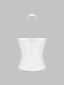 XLLAIS 性感露背针织吊带衫，全白款，秋季女装，弹力休闲修身款女士吊带背心 - 白色 - 查看 6