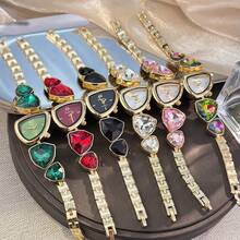1pc Women's Asymmetrical Shape Alloy Case Colorful Rhinestone High-End Unique Personalized Quartz Watch - one-size - View 13