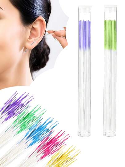 60 PIEZAS/120 PIEZAS Kit de cuidado de perforaciones de aretes, limpieza de agujeros, eliminación de olores, hilo dental desechable para el cuidado posterior de perforaciones, herramienta de limpieza y cuidado de perforaciones en las orejas, apto para hombres y mujeres