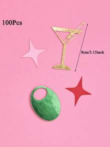100个/包金色闪光马提尼酒杯、绿色闪光橄榄、彩色纸屑、粉色星星糖屑装饰，适合“略微成熟”的马提尼主题生日派对、鸡尾酒会、单身派对、毕业派对、返校派对。 - 彩色 - 查看 4