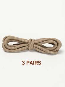 3 Pairs Polyester Braided Shoelaces, Round Laces For Sneakers, Outdoor Running Shoes, Canvas Shoes, Classic Solid Color Versatile Shoe Accessories